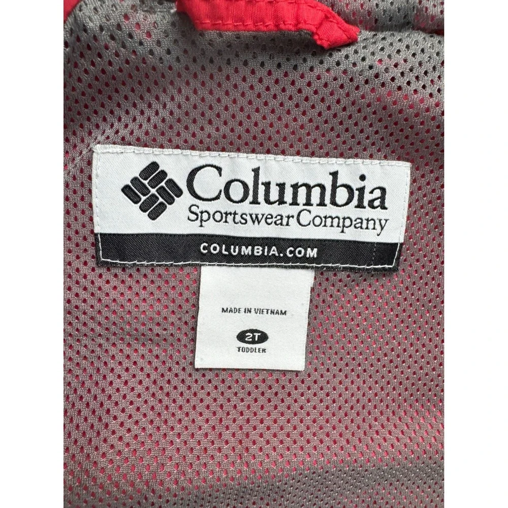 Columbia Toddler Boys Red Grey Hooded Windbreaker Jacket 2T
